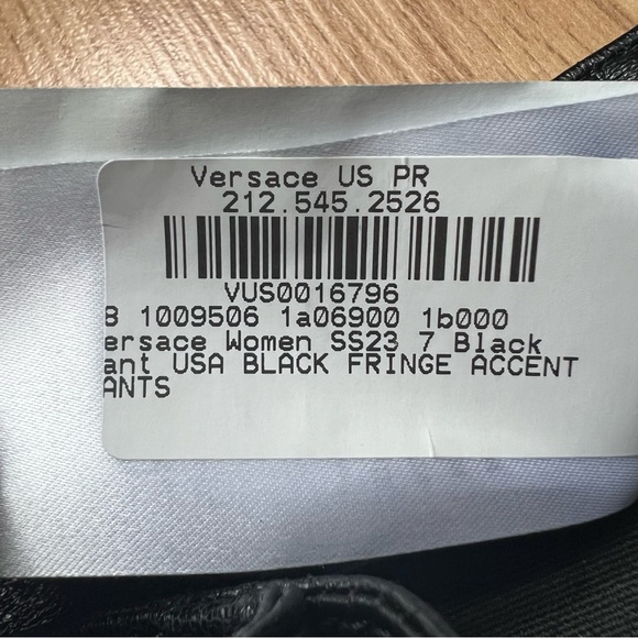 NWOT Versace black fringe leather boot cut pants - Picture 9 of 15